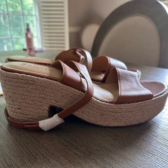 Splendid Women’s Bowie Espadrille Wedge Leather Camel Sandal New - Picture 10 of 13